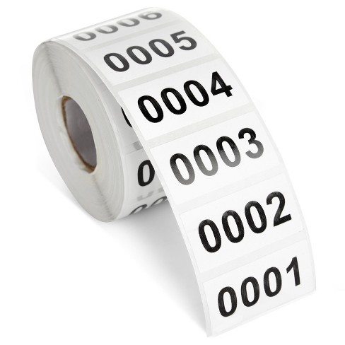 Juvale 0001-1000 Count Inventory Numbered Stickers Roll, Self-adhesive  Consecutive Number Labels Tag For Storage Organizing (white, 1.6x0.8 In) :  Target