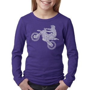 LA Pop Art Girl's Word Art Long Sleeve - Freestyle Motocross - FMX - 1 of 4