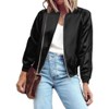 Zeagoo Women's Classic Solid Striped Biker Jacket Zip Up Fashion Bomber Jacket Coat - 2 of 4
