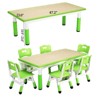 Kids Table and Chairs Set, Height Adjustable Desk with 6 Seats for Ages 2-10,Arts & Crafts Table,Graffiti Desktop, Non-Slip Legs - 3 of 4