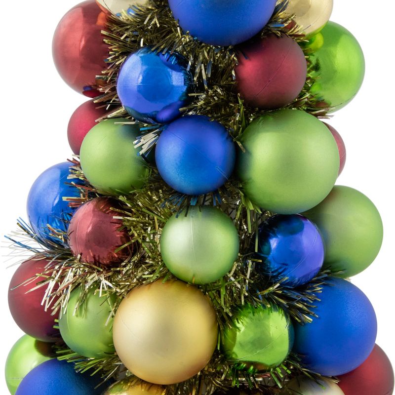 Northlight 15.75" Multi-Color 3-Finish Shatterproof Ball Christmas Tree with Tinsel, 5 of 7