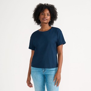 Lands' End Women's Oversized Supima Short Sleeve Crew Neck T-Shirt - 1 of 4