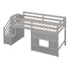 Sapphtopaz Twin Size Wood Loft Bed with Storage Staircase & Window,Bed Frame with Guardrail,Space-Saving Loft Bed with LED for Teens&Adult - 2 of 4