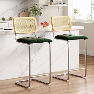 Bencmate Dining Chairs Counter Height Bar Stools Set of 2, Upholstered PU Leather Barstools, 30 inch, Green, 17.7"*17.5"*26" - 1 of 4