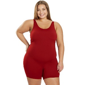 Sporti Sporti Plus Size HydroLast Chlorine Resistant Scoop Back Unitard One Piece Swimsuit Rosewood 20W - 1 of 4