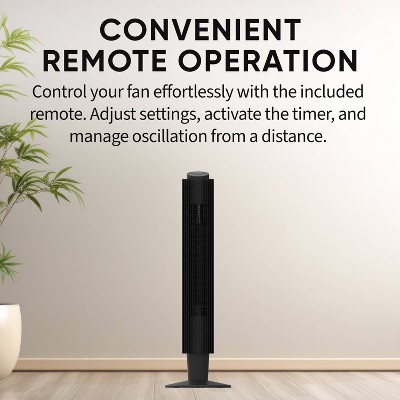 EVO 42&quot; Black Wi-Fi Remote Controlled Tower Fan
