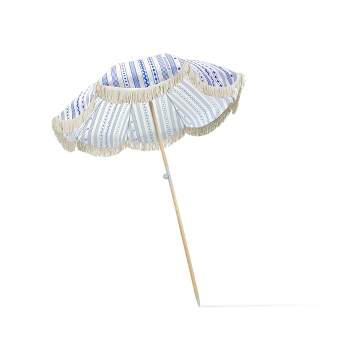 MINNIDIP 7' x 6.5' Beach Umbrella - Nautical Stripes