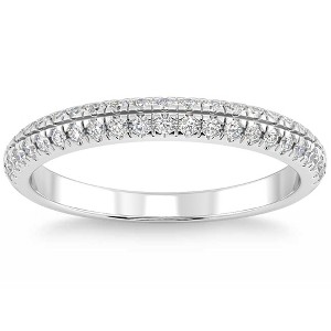 Pompeii3 1/2ct Pave Diamond Wedding Ring 14k Gold Stackable Band Lab ...