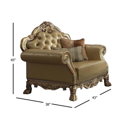 Dresden 45" Gold Patina Faux Leather Accent Chair