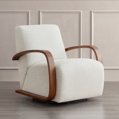 Spruce&Spring Swivel Accent Chair with U-Shaped Wood Arm