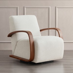 Spruce&Spring Swivel Accent Chair with U-Shaped Wood Arm - 1 of 1