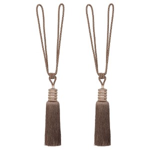 Evideco French Home Goods Decorative Curtain Tiebacks With Tassel - 33” Long, Hand-Tied Rope With Lustrous Threads - 1 of 4