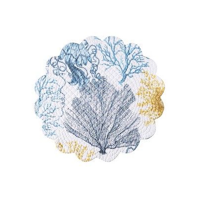Monterey Mist Round Quilted Cotton Coastal Placemat Set