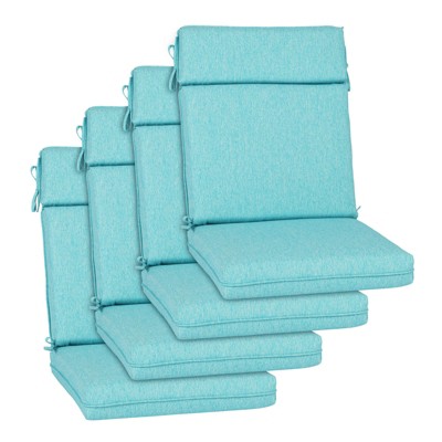 Aoodor Outdoor High Back Dining Chair Cushion Set, Water Proof & Stain Resistant Polyester Fabric Cover with Ties and Zipper, Set of 4