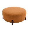 Dexmalle Boucle Top Ottoman with Rubber Wood Legs,Pumpkin Orange - 2 of 4
