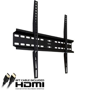 Mount-It! TV Wall Mount Bracket | Fixed 1.1" Ultra Low Profile Design Fits Large Flat Screen TVs 37 - 70 in. | 77 Lbs. Weight Capacity - 1 of 4