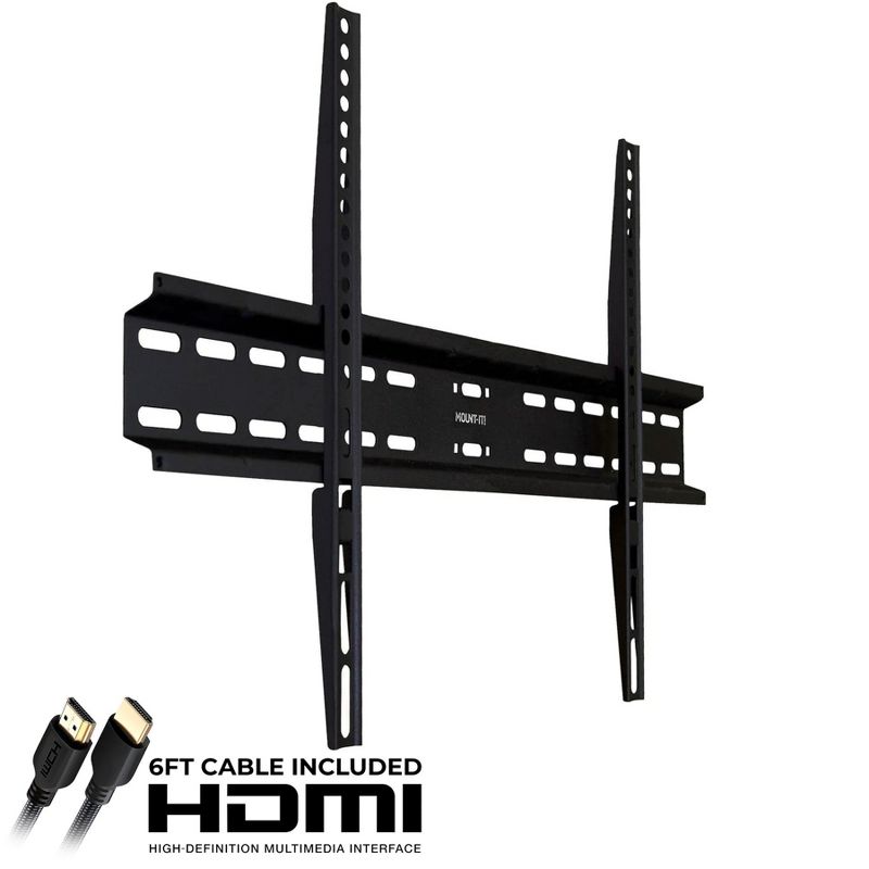 Mount-It! TV Wall Mount Bracket | Fixed 1.1" Ultra Low Profile Design Fits Large Flat Screen TVs 37 - 70 in. | 77 Lbs. Weight Capacity, 1 of 9
