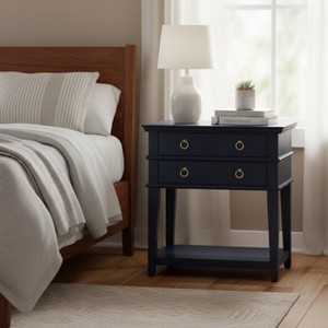 GDFStudio Declan Mid-Century Modern 26" 2-Drawer Tray Top Nightstand with Open Shelf - 1 of 4