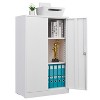 Vynxaria White Utility Storage Cabinets - Metal Folding Locker with Locking Doors and Adjustable Shelves - 4 of 4
