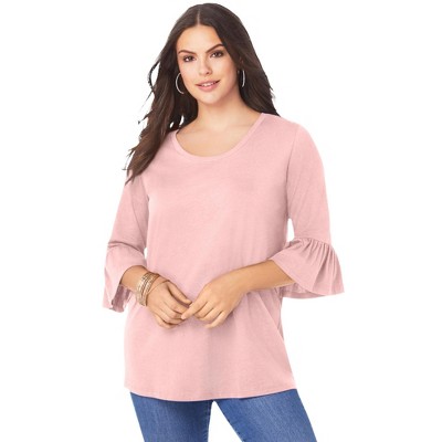 Roaman's Women's Plus Size Bell Sleeve Ultimate Tee