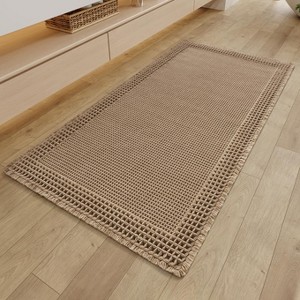 BAGOKIE Super Absorbent Bath Mat Waffle Bath Rug with Tassels - 1 of 4