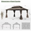 DOMETOUR 10' x 12' Hardtop Aluminum Gazebo with Steel Double Roof, Curtains & Netting, Permanent Outdoor Pavilion, Brown - 3 of 4