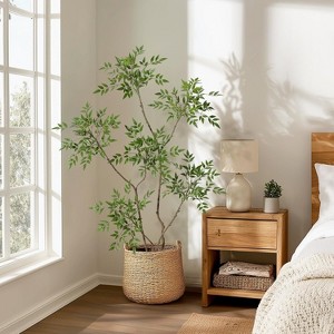Garvee Artificial Plants Indoor,Faux Floor Plant in Pot, Nandina Artificial Tree with White Planter for Home Decor Office Living Room - 1 of 4