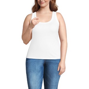 Lands' End Women's Drapey Rib Fitted Tank Top - 1 of 3