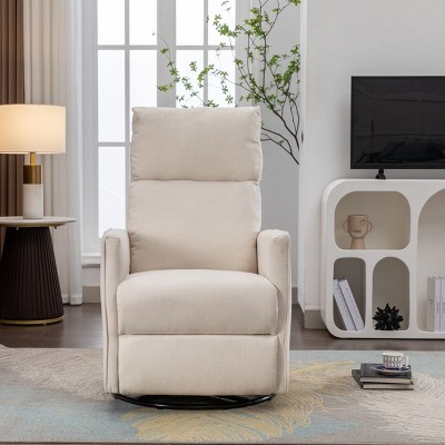 Swivel Manual Recliner Chair For Adults,Polyester Upholstered Nursery Glider Recliner High Back Reclining Single Sofa Chair-Cuddlewood