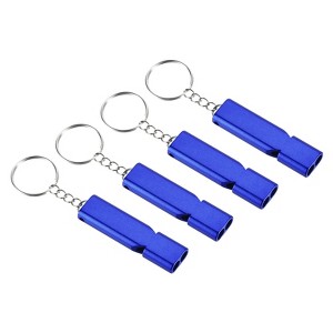Unique Bargains Aluminum Alloy Camping Hiking Boating Survival Signal Double Tubes Whistles 4 Pcs - 1 of 4