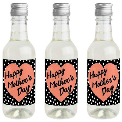 Big Dot of Happiness Best Mom Ever - Mini Wine and Champagne Bottle Label Stickers - Mother's Day Favor Gift for Women and Men - Set of 16