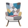 CAVINAS Accent Chair Rocking Chair Mid Century Modern Glider Rocking Chair with Patchwork Linen - 2 of 4