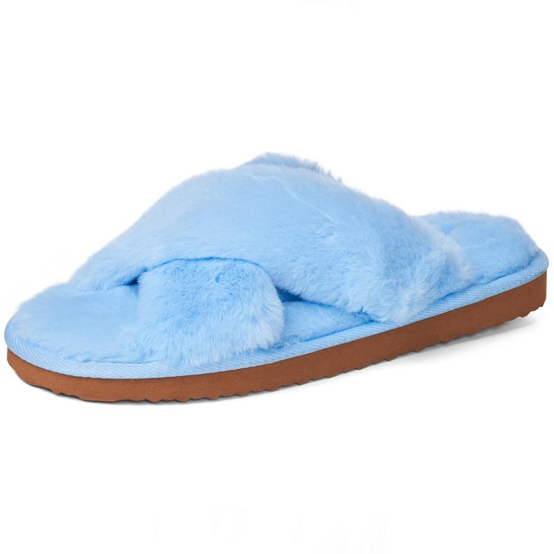 Alpine Swiss Fiona Womens Fuzzy Fluffy Faux Fur Slippers Memory Foam Indoor House Shoes, 1 of 8