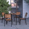 Merrick Lane 5 Piece Patio Table and Chairs Set Faux Teak Wood And Metal Indoor/Outdoor Table and Chairs with All-Weather Purpose - 2 of 4
