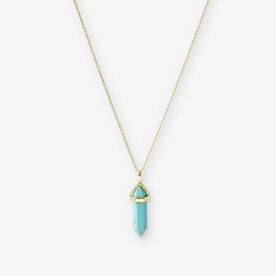 Sanctuary Project Semi Precious Turquoise Crystal Pendant Necklace Gold