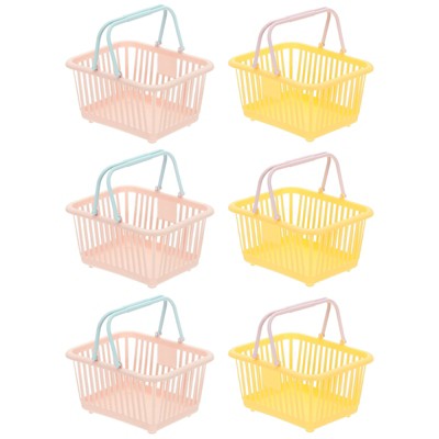 Unique Bargains Plastic Grocery Shopping Toy Organizing Mini Decorative Baskets 6.3" x 3.5" x 5.1" 6 Pcs