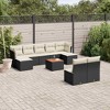 vidaXL 10 Piece Patio Sofa Set with Cushions Black and Cream Poly Rattan - 2 of 4