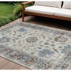 Beige And Blue Floral Washable Indoor Outdoor Area Rug - 2 of 4