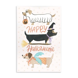 Stupell Industries Happy Halloweenie Festive Dogs Wearing Cute Costumes Wall Plaque Art - 1 of 4