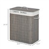 NAYSAYE Bamboo Laundry Cabinet with Two Removable Liners Top Lid Rope Handles Portable Laundry Organizer for Home, Gray, 20.5"*12.6"*24.8" - 3 of 4