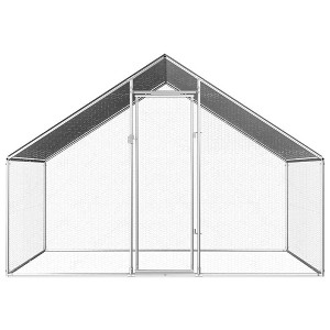 vidaXL Chicken Cage Walk-in Chicken Coop Pen Poultry Cage Galvanized Steel - 108.3" x 78.7"x 75.6" - 1 of 4