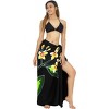 LA LEELA Women's Bikini Skirt Sarong Swimwear Cover up Bathing suit Summer Wraps Swimsuit Beach Wrap Coverups for Women One Size Black, Leaf - 2 of 4