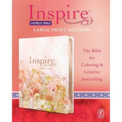 Inspire Catholic Bible NLT Large Print (Leatherlike, Pink Fields with Rose Gold) - (Leather Bound)