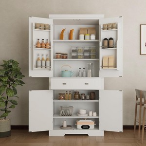 72in Tall Kitchen Pantry Cabinet, Farmhouse Large Cupboard Storage Cabinet with Adjustable Shelves 6 Door Racks for Living Dining Room Laundry - 1 of 4