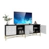 ORRD Modern Black and White Color Scheme Press Design 4 Door Cabinet, Living Room TV Stand - 3 of 4