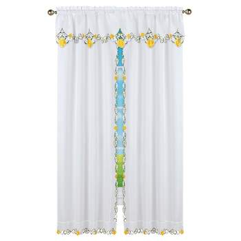 Collections Etc Floral Embroidered Rod Pocket Top Window Drapes