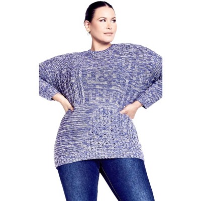 Avenue Women's Plus Size Charli Drop Shoulder Cable Sweater