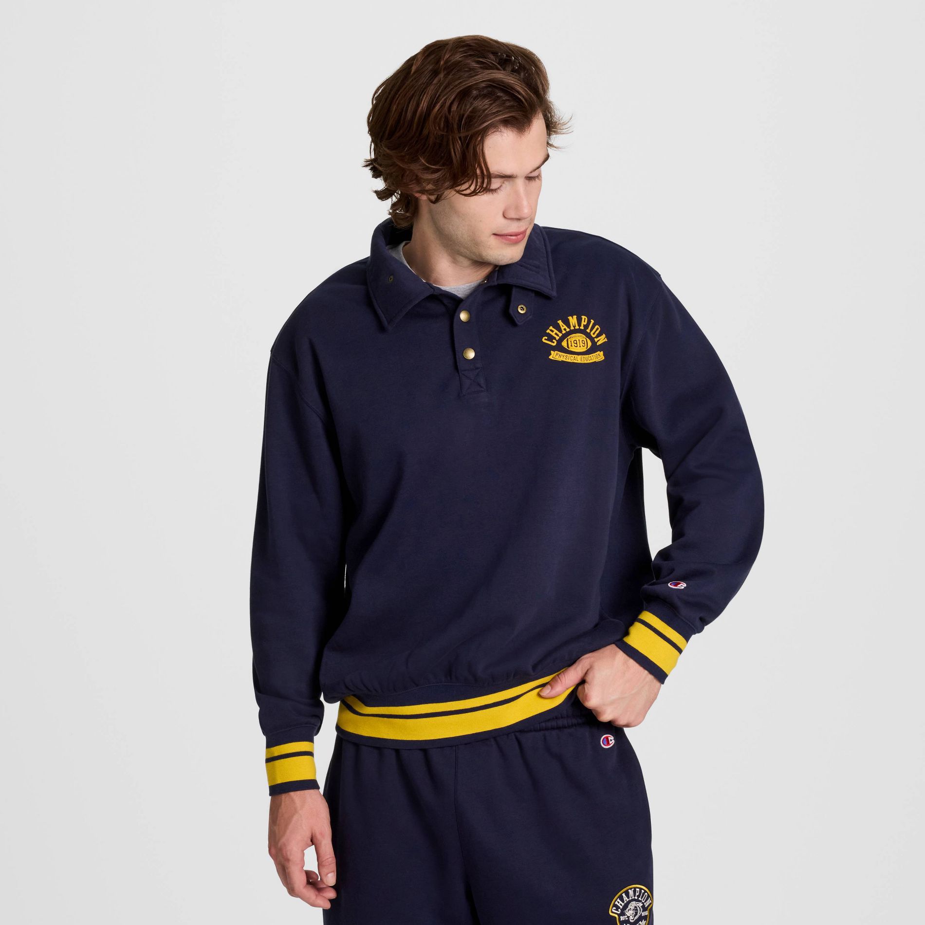 Champion Men's Snap Mock Neck Sweatshirt