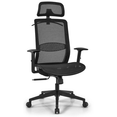 Tangkula High Back Mesh Office Chair Ergonomic Executive Chair Swivel Computer Task Chair w/ Headrest Black/ Gray