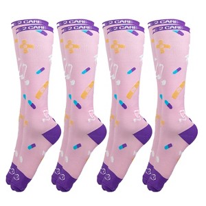 Bison Life Over The Calf Graduated Compression Socks (12-15 mm/Hg), Anti-Fatigue, Fits Women & Men, One Size - 4 Pairs - 1 of 4